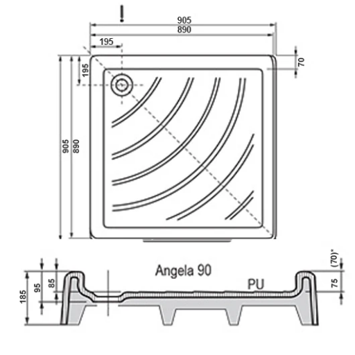 Душевой поддон RAVAK Angela A007701120 90х90 см низкий квадратный акриловый